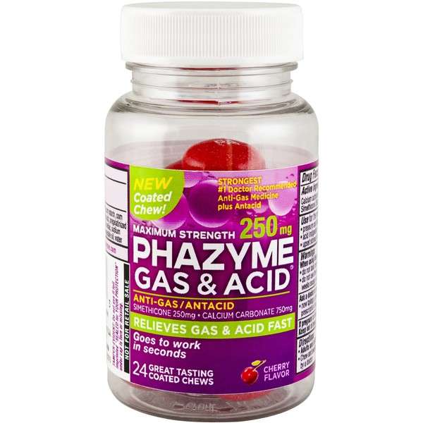 Phazyme Gas & Acid Cherry Size 24ct Phazyme Gas & Acid Cherry Chews 24ct