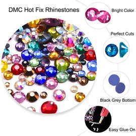 Hotfix Rhinestones Flatback Glass Rhinestone 6000PCS SS6 1.9-2.0MM Round Gems for Nails Art Glitter Crystals Stone DIY Bags Clothes Shoes (Capri Blue)