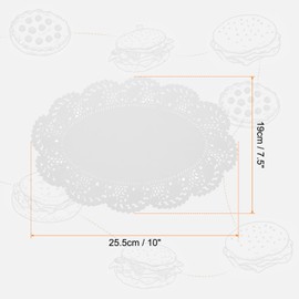 sourcing map 150pcs Lace Paper Doilies 10 x 7.5 Inch White Oval Disposable Decorative Paper Placemats Hollow Flower Absorbing Papers for Cakes Desserts Food Decoration Wedding Birthday