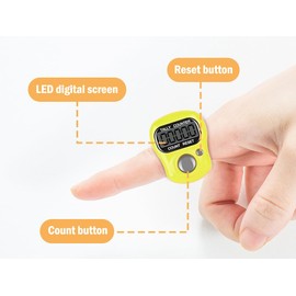 Hitopin 10 x Finger Tally Counter, Electronic Finger Counter, Finger Counter Clicker Row Counter, 5 Digit Mini Hand Counter, Lap Track Handheld Counter, for Inventory, Sports, Marketing, Golf (Yellow)