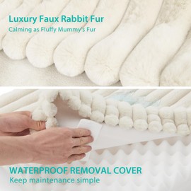 YUUHENG Chicute Waterproof Orthopedic Large Dog Bed, Egg Foam Supportive Dog Crate Beds with Washable Cover, Corduroy Fleece Super Soft Pet Bed Furniture for Indoors (35" x 22", Beige)