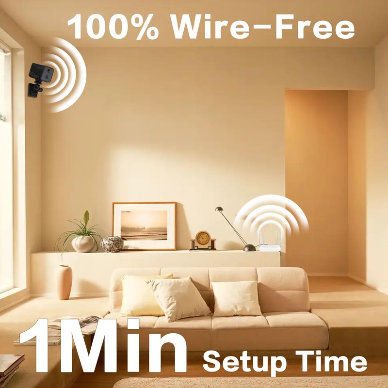 Anssipo Wireless Small Indoor Security Camera, 32GB SD Card No