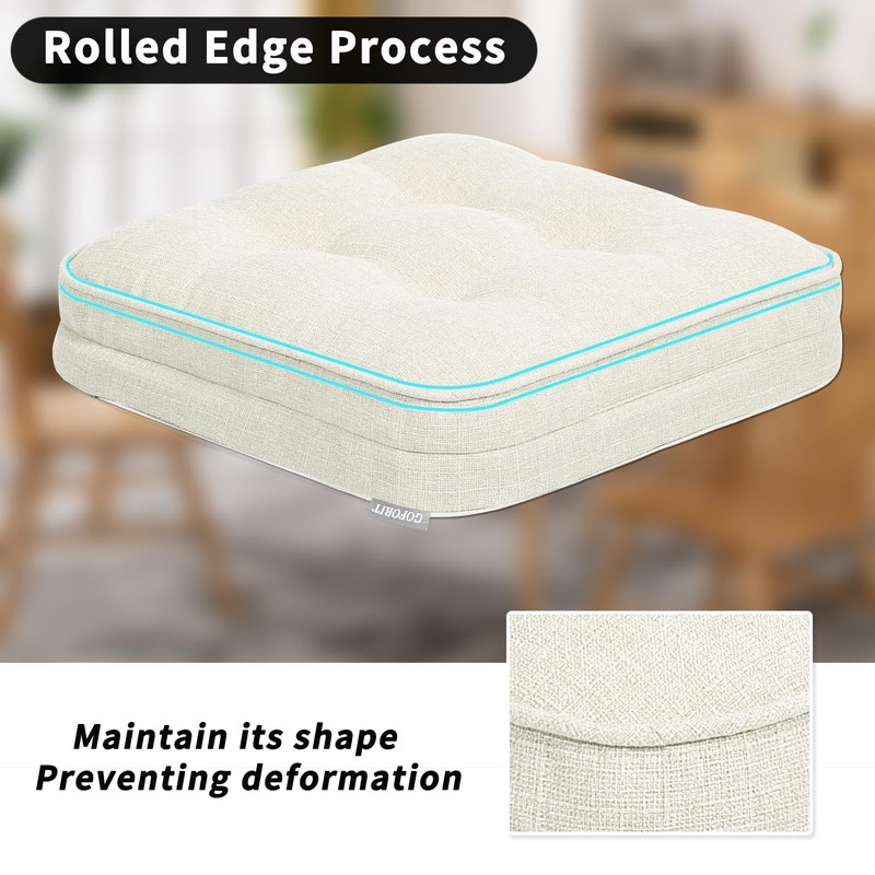 GOFORIT Memory Foam Cushion，Square Seat Cushions for Dining Chairs,Non-Slip Chair