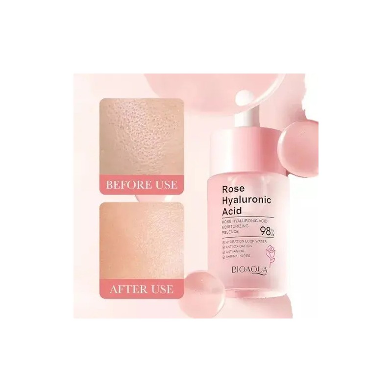 Bioaqua Sérum Facial de Rosas y Ácido Hialurónico, Hidratación Día