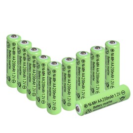 Ni-MH 1.2v 200mAh Rechargeable AA Solar Batteries,10 Pack Double A Battery for Outdoor Solar Lights, Lantern, Garden Landscape Lamp
