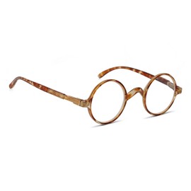 BLUELESS Vintage Round Reading Glasses Professor Readers (Transparent Tortoise, +2.75)