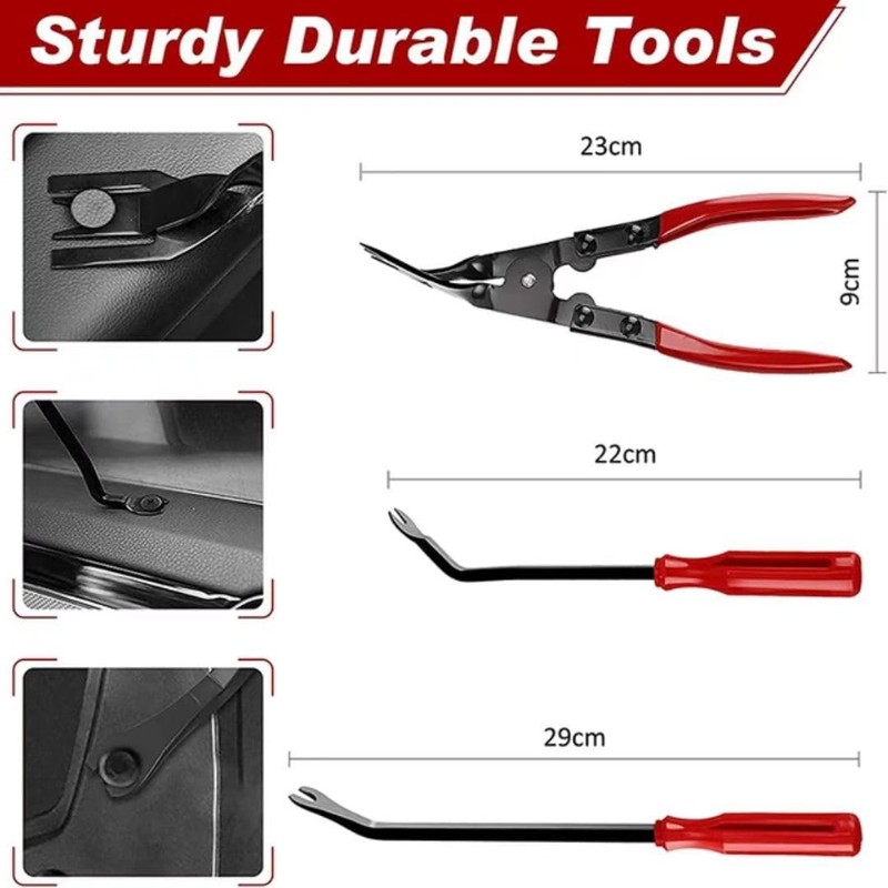 19Pcs Auto Trim Removal Tool Set, Red and Black, Professional