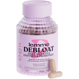 Lemme Debloat 3-in-1 Prebiotic, Probiotic & Digestive Enzyme Capsules for Bloating & Gas Relief - 2 Clinically Studied Probiotics w/5 Digestive Enzymes to Improve Digestion, Women & Men, Vegan, 60 ct