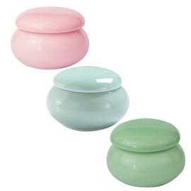 Beaupretty 3pcs Empty Ceramic Lip Balm Rouge Pot Jars with Lids Mini Round Cosmetic Sample Storage Containers for Creams Lipsticks Ear Studs