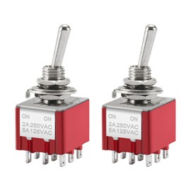 Heschen MTS-302 2 Piece Miniature Toggle Switch 3PDT ON-ON 9 Poles 2 Position Retention Type 2A 250V 6A 125V Small Electronics DIY Model Car Universal