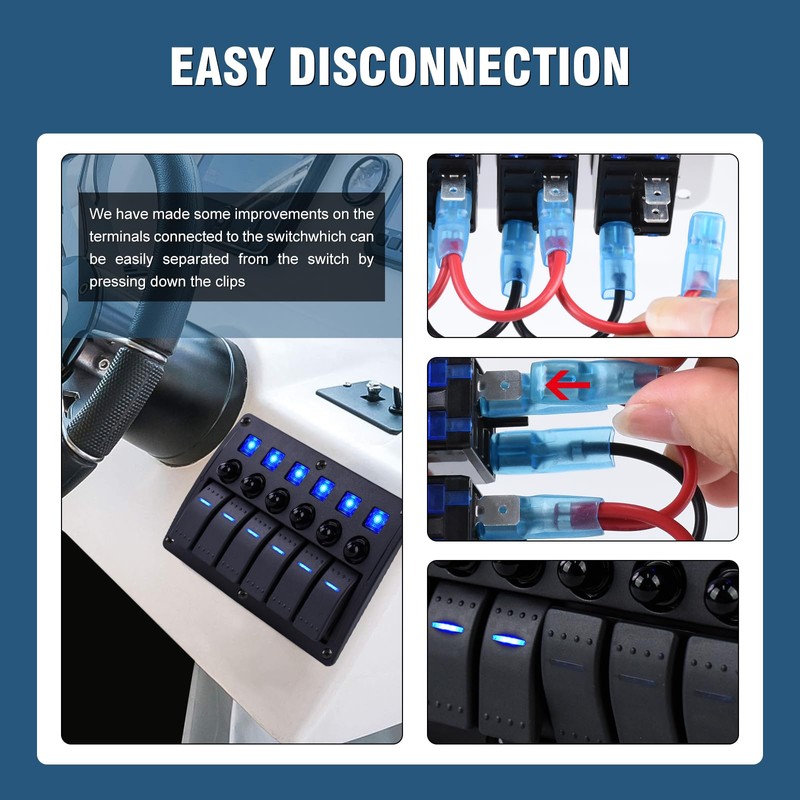 GGTA 4 Gang Marine Switch Panel Waterproof,Boat Rocker Switch Panel