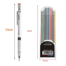 dancepandas Mechanical Pencils 2 mm 6 Pieces Mechanical Pencil 2 mm Mechanical Pencils Lead Pencils with 72 Pieces Coloured and Black Leads for Design Drawing Writing Crafts Art Sketches
