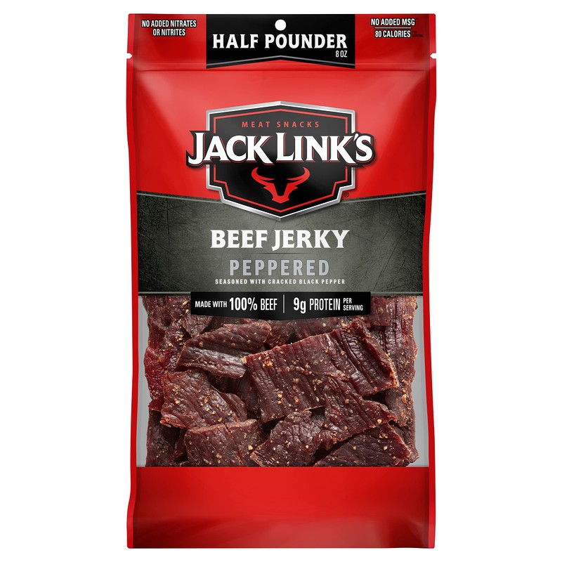 Jack Link's Beef Jerky, Peppered, Half Pounder Large Jerky Bag