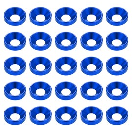 sourcing map 40pcs Countersunk Washer M6 Anodized Aluminum Alloy Finishing Washers, Screw Gaskets for Mechanical Accessories Parts, Blue