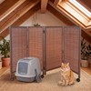 Yoojahow 4 Panel Rolling Bamboo Short Room Divider with Wheels,
