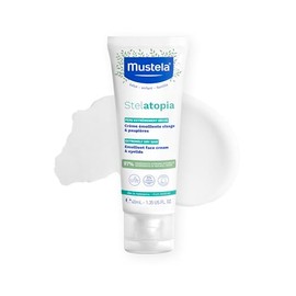 Mustela Stelatopia Eczema - Crema facial emoliente para la piel del bebé, hidratante facial con aguacate natural y aceite de girasol, sin fragancia, 1.35 onzas líquidas (paquete de 1)