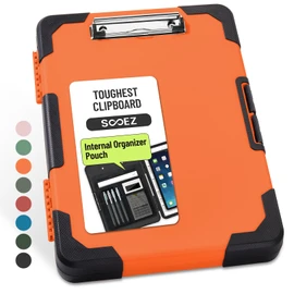 Sooez Toughest Clipboard with Storage, Internal Pen Pouch Included, Letter/ A4 Size, Shockproof Heavy Duty Plastic Clip Boards 8.5x11”, High Capacity Clipboards Box Case for Contractor Trucker Driver