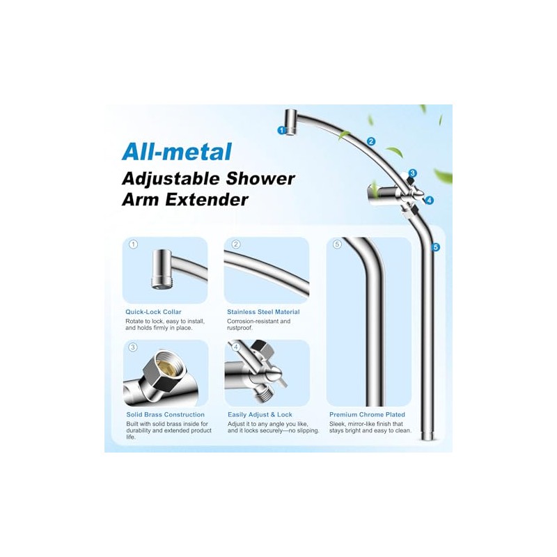 10" Rain Shower Head with Handheld, High Pressure Boosting Rainfall
