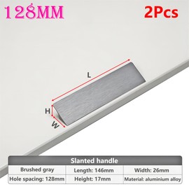 Ctyjia 2 PCS Modern Drawer Pulls, Furniture Finger Edge Pull Handle, 128mm Hole Center, Aluminum Alloy Lean Cabinet Handles for Kitchen Bedroom, Grey