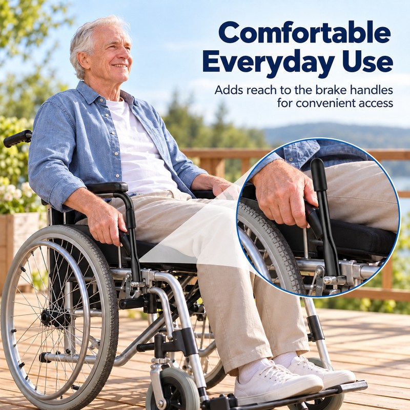 Wheelchair Brake Handle Extensions for Easier Brake Reach – 2-Piece
