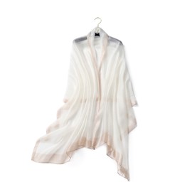 STARWHISPER Women's Gold Trim Silk Scarf Shawl Wrap - Elegant Accessory for Evening Dress - Gift Packaged (Ivory)