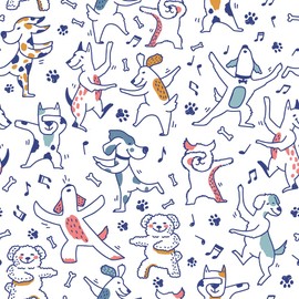 PROLEMIX Peel and Stick Wallpaper, Vintage Dog Design, Self-Adhesive, Removable, for Decorative Bedroom Bathroom Home Wall (17.3"x118")