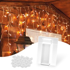 Dailyat Adhesive Hooks,100 Pcs Clear String for Hanging,Hooks for Outdoor String Lights,Waterproof Adhesive Hooks for Hanging Christmas Light,Outside UV-Resistant Heavy Duty Cable Clips Rope Organizer