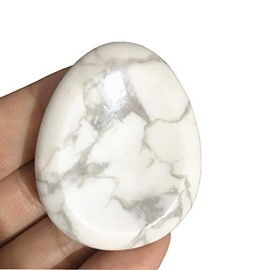 Manekieko Natural White Howlite Turquoise Water Drop Chakra Thumb Worry Stone,Stress Relax Healing Reiki Crystal Pocket Palm Stones