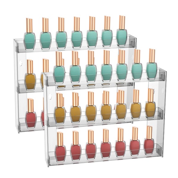 JessLab Acrylic Wall Organiser, 3 Tiers, Removable Cosmetic Storage Shelves,