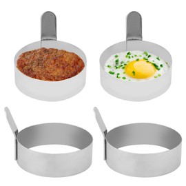 4Pcs Egg Rings Set, Stainless Steel Round Ring for Frying Eggs Pancakes Maker Molds Cooking Shaper for Breakfast
