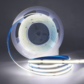 Wisada 1m COB LED Light Strip, 6000k White Light Flexible FCOB LED Rope Light with Power Supply, 320 LEDs Super Bright DC12V LED Light Strip CRI90+, Suitable for DIY Home Decor