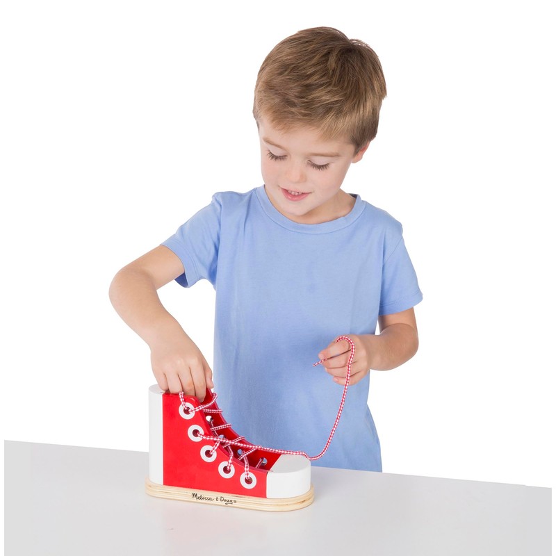 Melissa & Doug Deluxe Wood Lacing Sneaker - Learn to