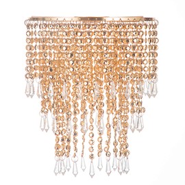 Waneway Chandelier Light Shade for Ceiling Pendant Light, Easy Fit Crystal Lamp Shade Lampshade for Bedroom, Living Room, Hallway, Wedding or Party Decoration, Diameter 22 cm, 3 Tiers, Copper