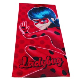 Miraculous Ladybug Standing Towel, Hand Towel, Bath Towel, Shower Towel in Red, Superheroine, 70 x 140 cm, 100% Cotton