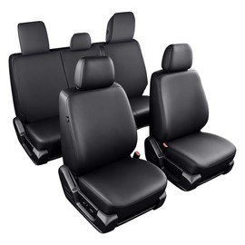 RAWAKORW for Ford F150 Seat Covers 2009-2024 2025 2026,F250 F350 F450 2017-2026,Waterproof Faux Leather Truck Seat Covers for Crew Cab XL XLT Lariat King Ranch Platinum(Black,Full Set)