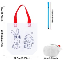 Manwetye 65 Pack Graffiti Goodie Bags for Kids Birthday Party Favors Art Class, Color Your Own Tote Bag,Eco Reusable Coloring Carnival Animal Art Party Goodie Bags(40 Bags +24 Color pens +1 pad) (B)