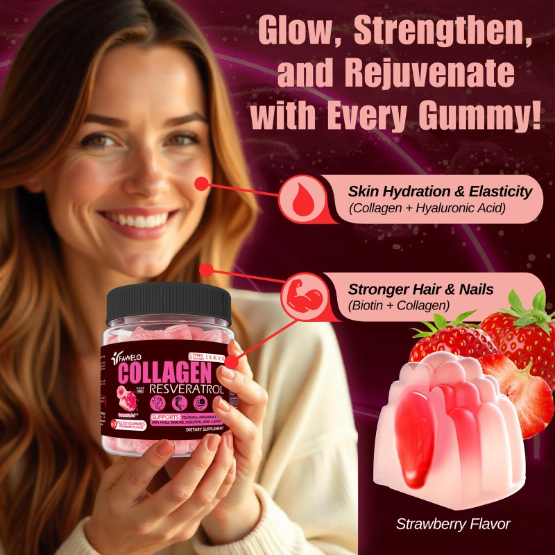 Multi Collagen Gummies Peptides Hydrolyzed Type I, II, III, V,