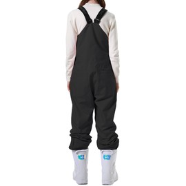 PHIBEE Women's Insulated Warm Snow Pants Waterproof Breathable Ski Bib Overalls Deep Black L