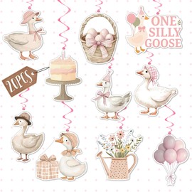 One Silly Goose Birthday Decor hanging Swirls For Girls - 20 pcs (Pink)