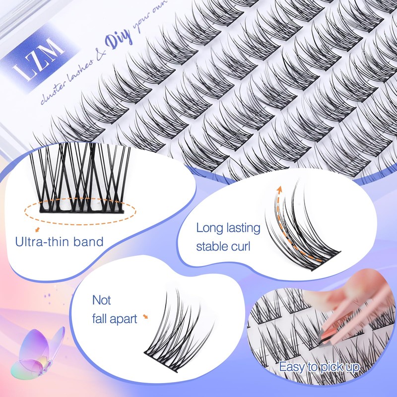 LZM Individual Eyelashes C Curl Fake Lashes 10-13 mm False
