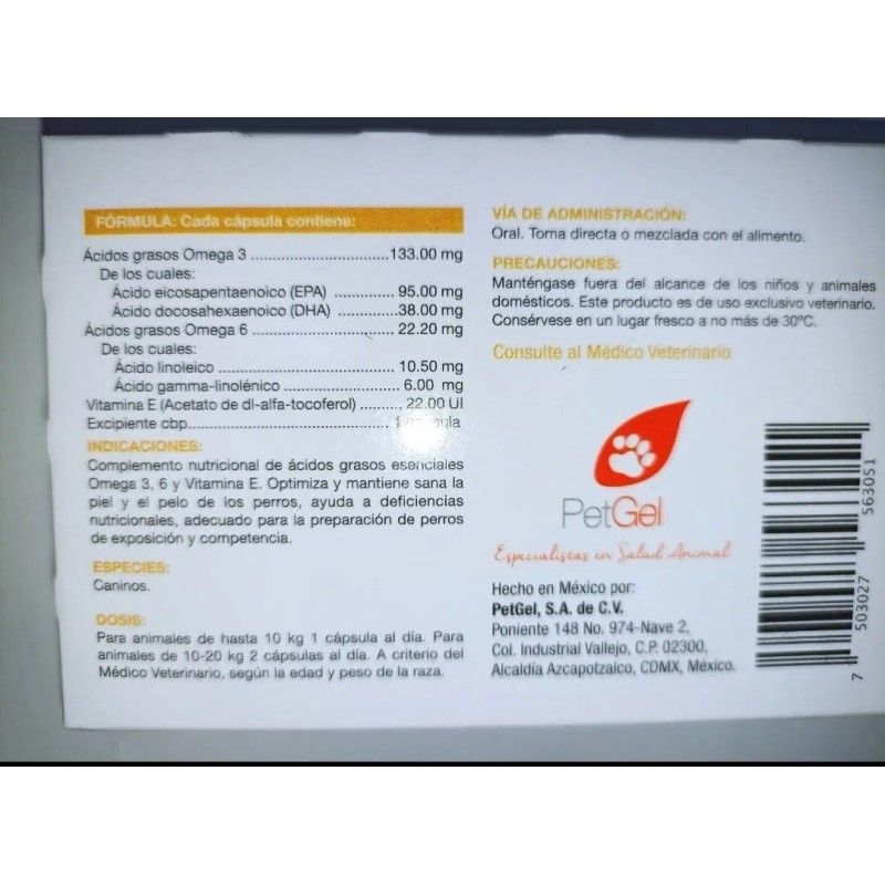 Omegatrix Suplemento Omegas 3 Y 6 Caja 150 Capsulas P/perro