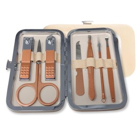 COLORBIRD Nail Care Set, Nail Clippers, Nail Care, Nail File, Cuticle Treatment, Eyebrows, Scissors, Tweezers, Earpick (7 Pink Gold)