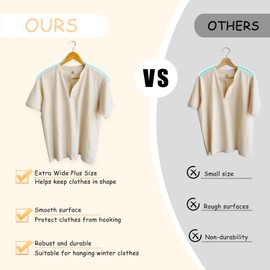 Urby Extra Wide Hangers for Plus Size Clothes, Ganchos para Colgar Ropa,19 Inch Plus Size Hangers Ideal for XL, XXL Shirts, Coats, Dresses, Etc. Wood. Walnut 10pk