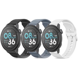 Meliya Bands for Coros Pace 3 / Apex 2 Pro/Apex Pro/Apex 46mm Smart Watch Bands, 22mm Soft TPU Sport Strap Replacement Band for Coros Pace 3 Watch (Black+Blue Gray+White)