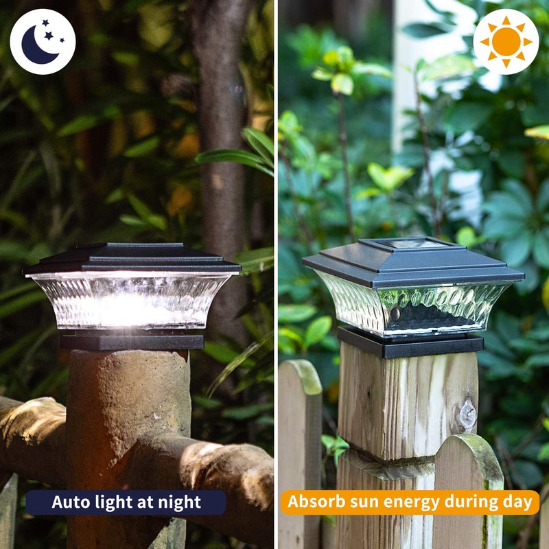 HUYIENO Solar Post Cap Lights Outdoor LED Lighting Deck Fence