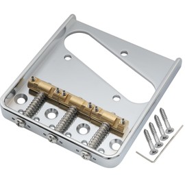 Musiclily Ultra 54 mm Vintage Tele Bridge Bridge with Aluminium Plate Brass Compensated 3 Saddle for Tele Style Electric Guitar, Chrome