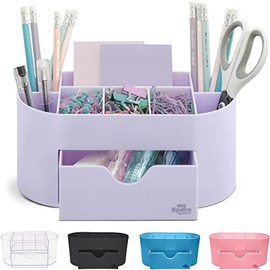 Organizador de escritorio, acrílico para suministros de oficina y accesorios de escritorio, organizador de oficina, organizador de escritorio, para habitación, universidad, hogar, escuela, púrpura claro