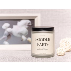 Poodle Gifts for Poodle Lovers, Standard Poodle Gifts, Dog Farts Candle, Dog Mom Gifts for Women - Lavender & Eucalyptus, Crafted by Natural Soy Wax & Natural Essential Oils, 7OZ
