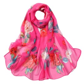 FAIRYGATE Pink Scarf for Women UK Silk Ladies Scarf Women Shawls Girls Lady Colourful Long Cute Chiffon Scarf Wraps Shawl Soft Scarves A5208