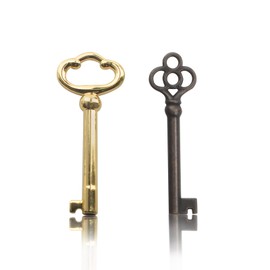 Hollow Barrel Antique Skeleton Keys KY-3 & KY-2AB Bronze for Antique Furniture,Universal Key,Skeleton Key for Old Doors and Many Other Scenarios